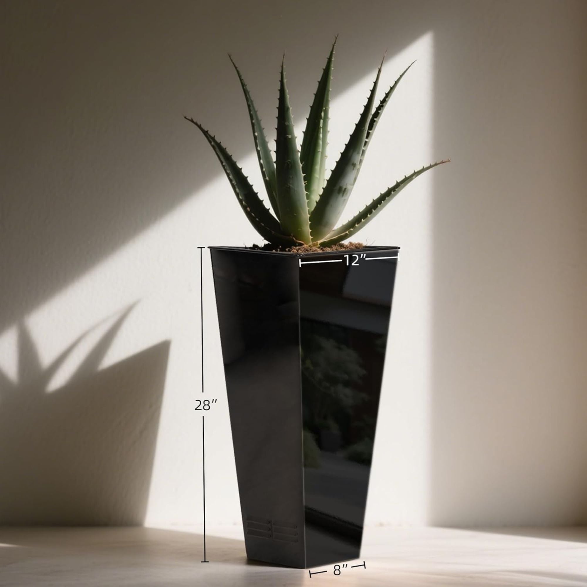 Worth 2 Pack 28" Tall Large Metal Planter, Tapered Steel Flower Pots, (Open Box)