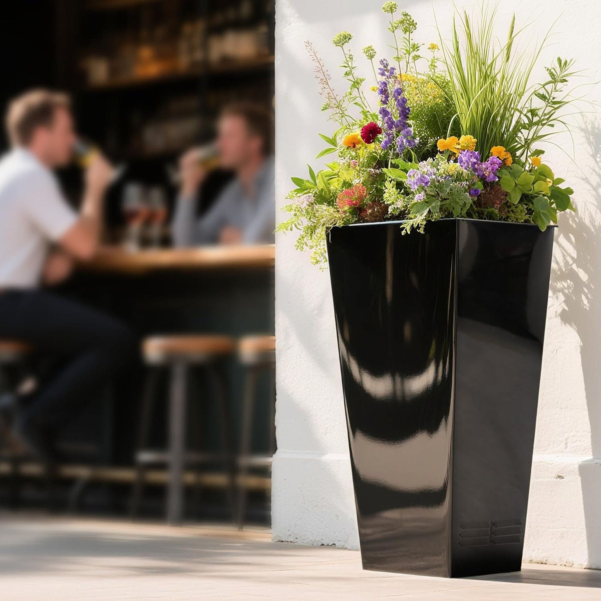 Worth 2 Pack 28" Tall Large Metal Planter, Tapered Steel Flower Pots, (Open Box)