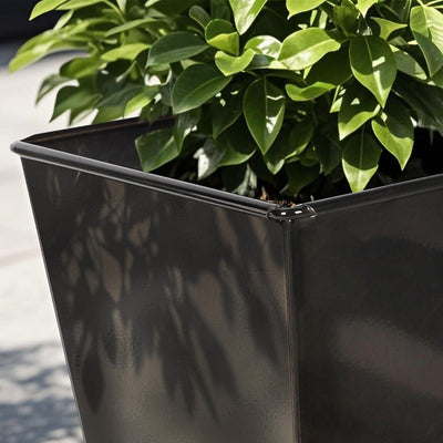 Worth 2 Pack 28" Tall Large Metal Planter, Tapered Steel Flower Pots, (Open Box)