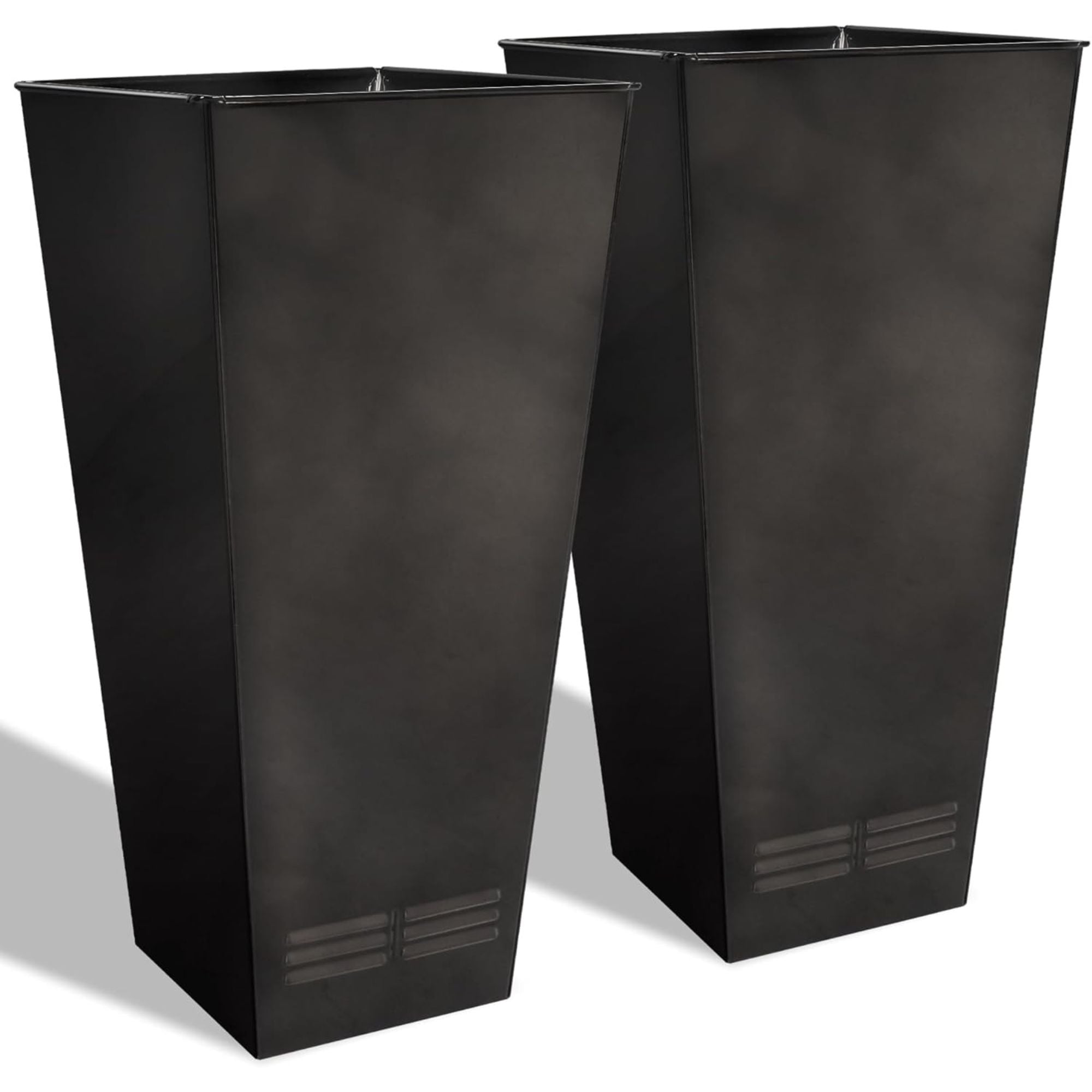 Worth 2 Pack 28" Tall Large Metal Planter, Tapered Steel Flower Pots, (Open Box)