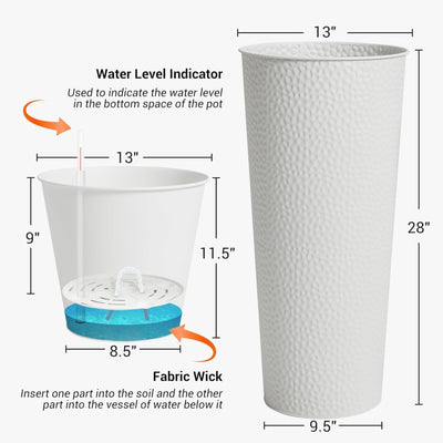 Worth 2 Pack 28" Metal Planter with Inside Pot for Indoors or Outdoors(Open Box)