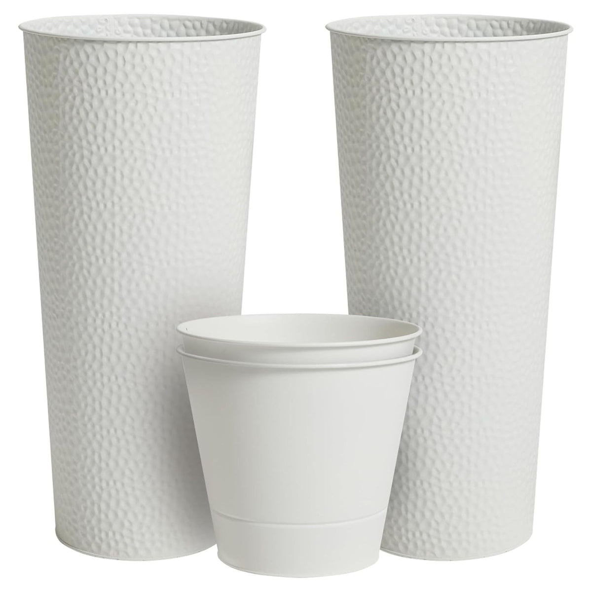 Worth 2 Pack 28" Metal Planter with Inside Pot for Indoors or Outdoors(Open Box)