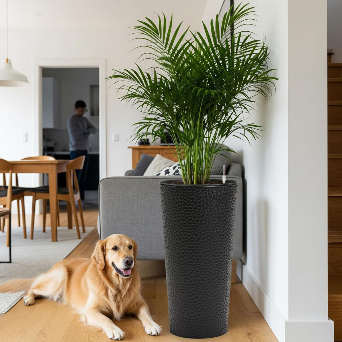 Worth 2 Pack 28" Metal Planter with Inside Pot for Indoors or Outdoors(Open Box)