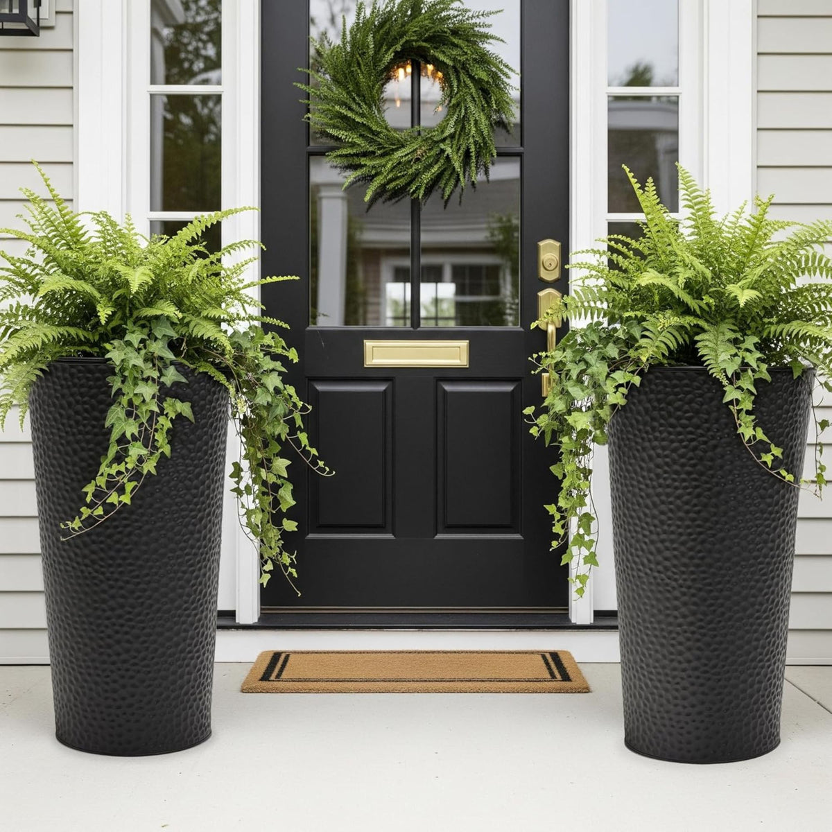 Worth 2 Pack 28" Metal Planter with Inside Pot for Indoors or Outdoors(Open Box)