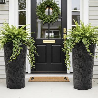 Worth 2 Pack 28" Metal Planter with Inside Pot for Indoors or Outdoors(Open Box)