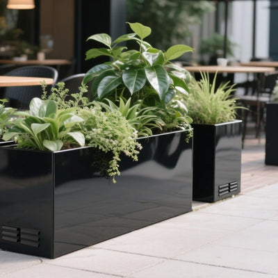 Worth Metal Planter Box with Insert Plate & Drain Holes, 30" Long, (Open Box) - VMInnovations