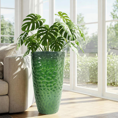 Worth 2 Pack 24" Tall Large Plastic Planter with Drainage Hole, Glossy Green - VMInnovations