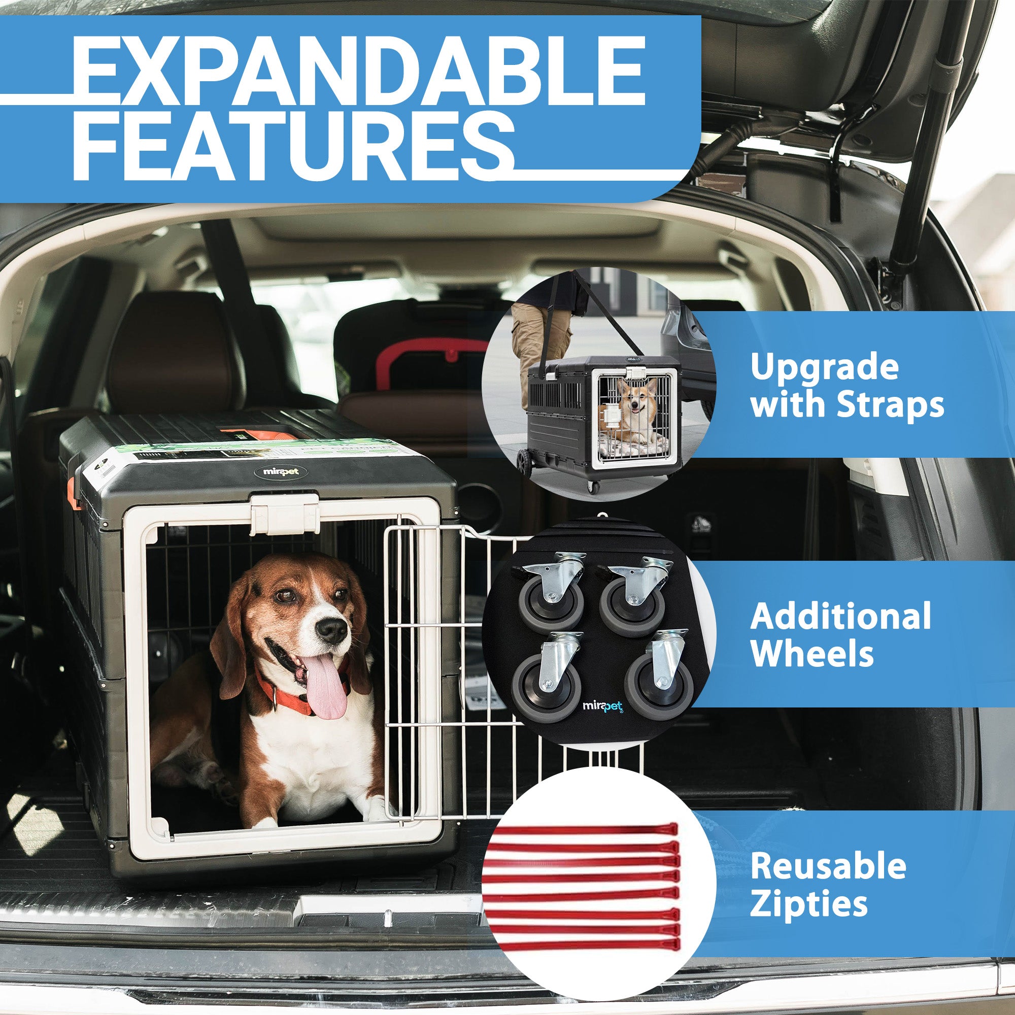 Mirapet Pet Carrier, Collapsible Portable Kennel for Small Cats & Dogs(Open Box) - VMInnovations