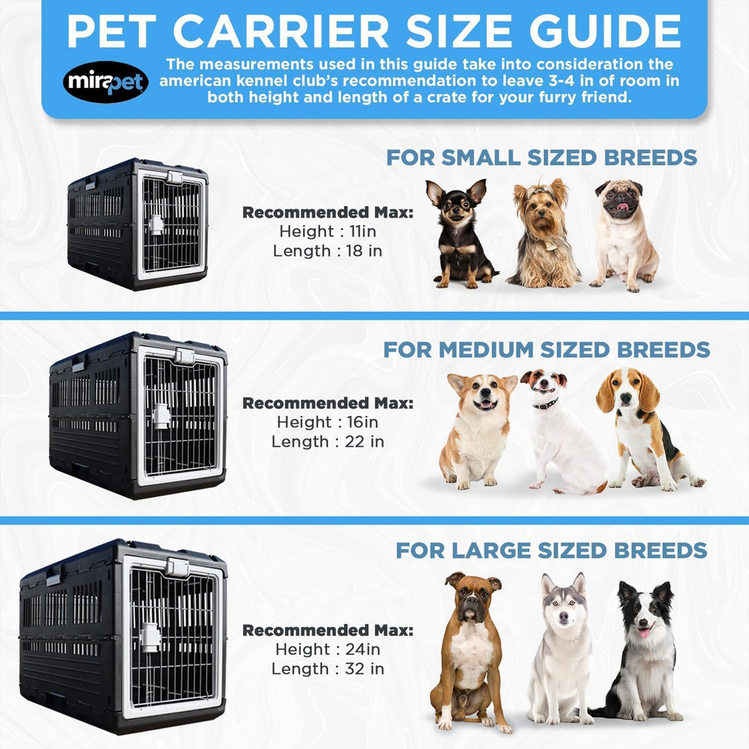 Mirapet Pet Carrier, Collapsible Portable Kennel for Small Cats or Dogs, 21" - VMInnovations