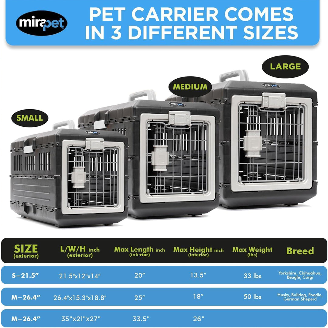 Mirapet Pet Carrier, Collapsible Portable Kennel for Small Cats or Dogs, 21" - VMInnovations