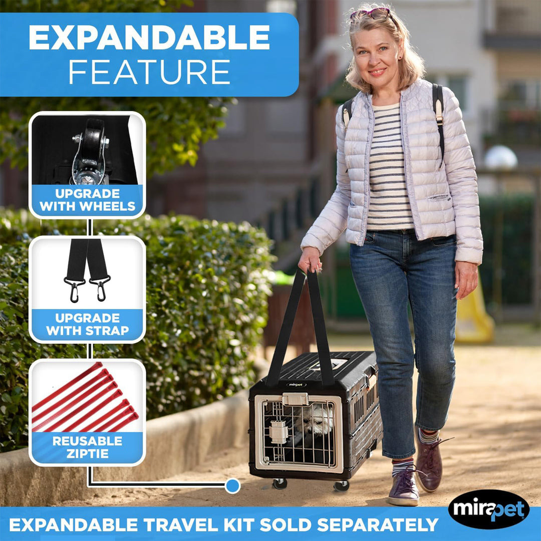 Mirapet Pet Carrier, Collapsible Portable Kennel for Small Cats or Dogs, 21" - VMInnovations