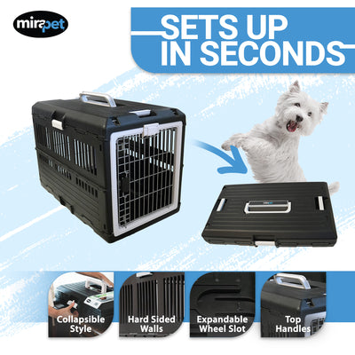 Mirapet Pet Carrier, Collapsible Portable Dog Crate for Large Dogs or Cats, 35"