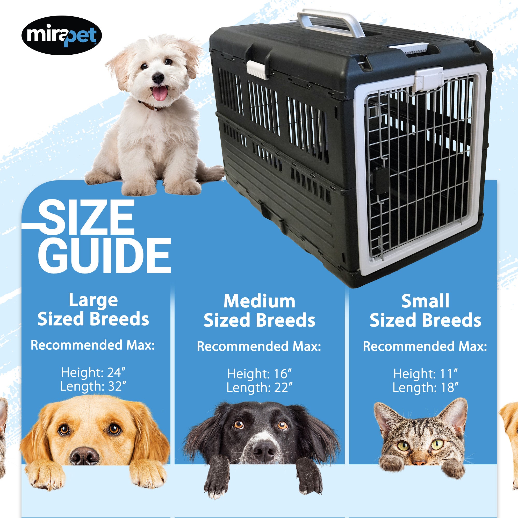 Mirapet Pet Carrier, Collapsible Portable Dog Crate for Large DogsCats(Open Box) - VMInnovations