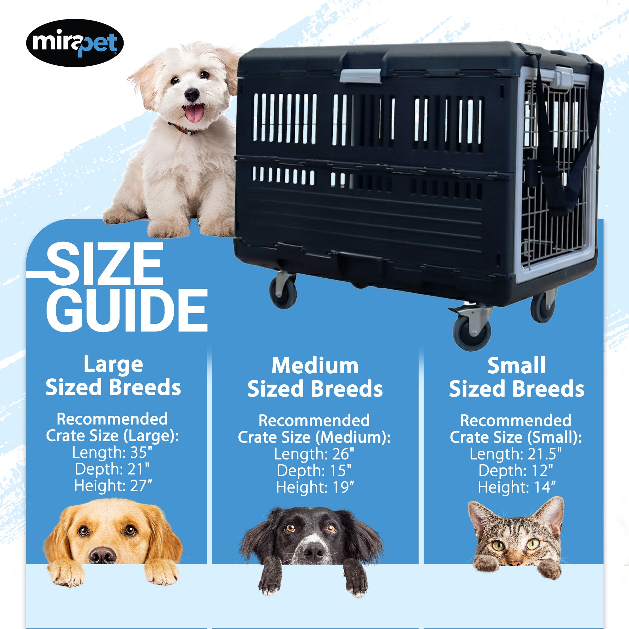 Mirapet Collapsible Pet Carrier & Crate for Large Dogs & Cats w/ Travel Kit, 35"