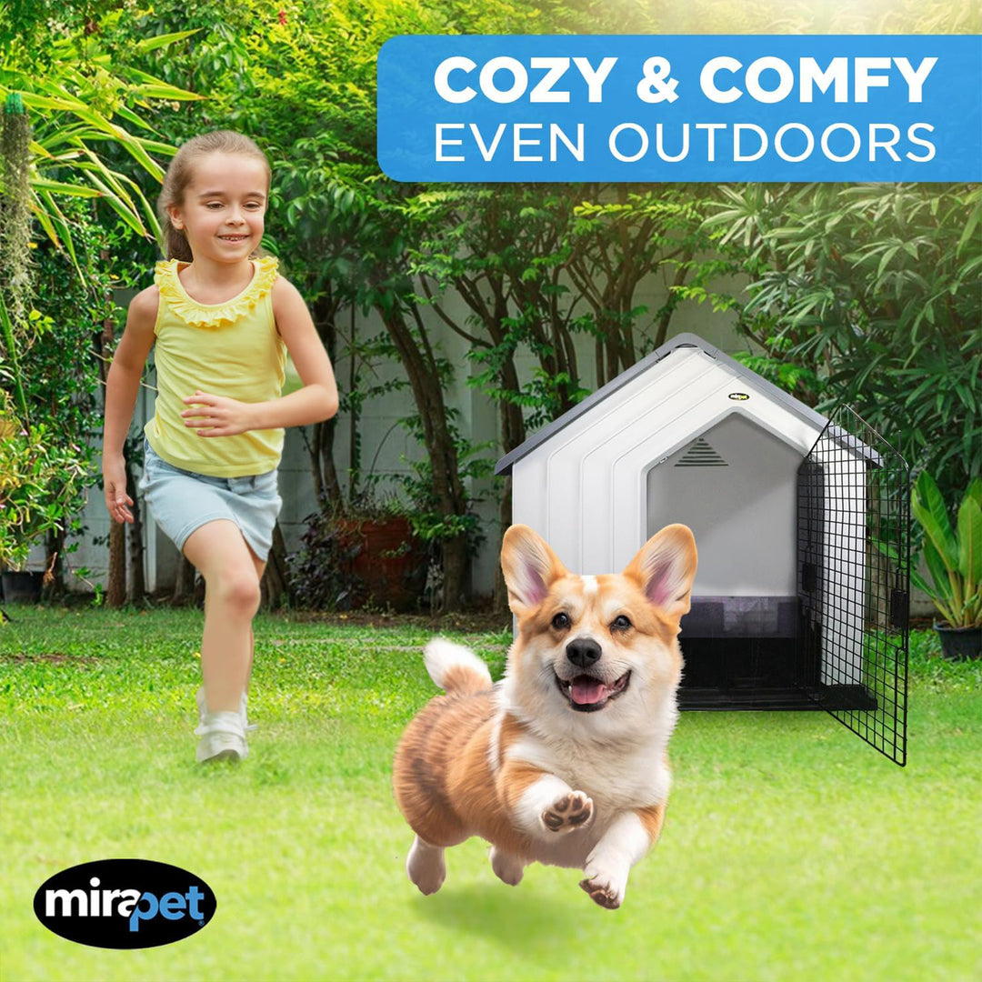 MiraPet Dog House, Indoor or Outdoor Durable Plastic Waterproof Shelter, Large - VMInnovations