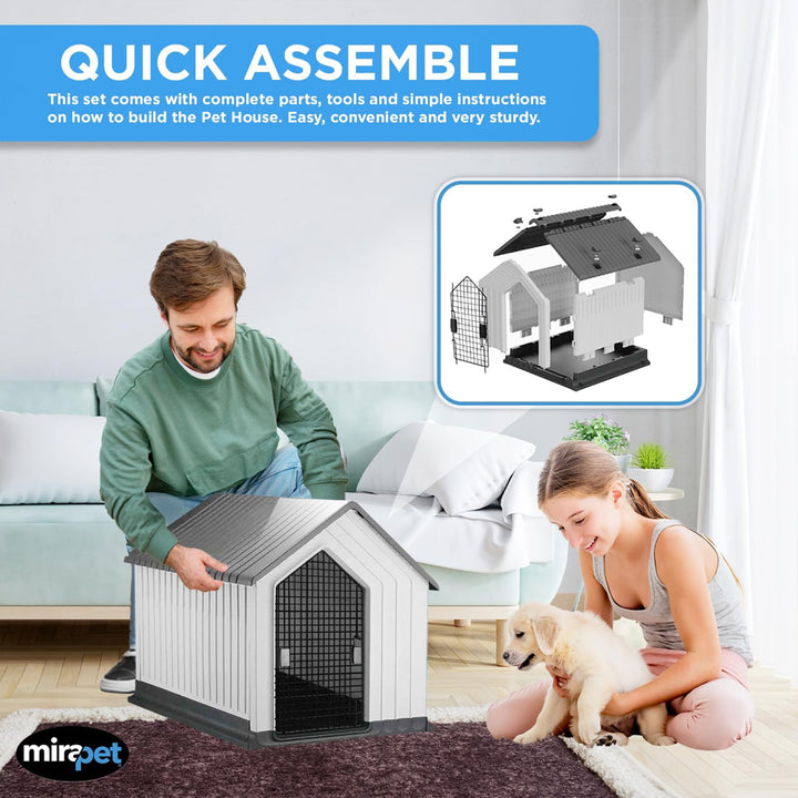 MiraPet Dog House, Indoor or Outdoor Durable Plastic Waterproof Shelter, Large - VMInnovations