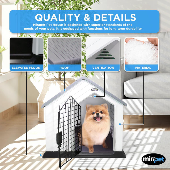 MiraPet Dog House, Indoor or Outdoor Durable Plastic Waterproof Shelter, Large - VMInnovations