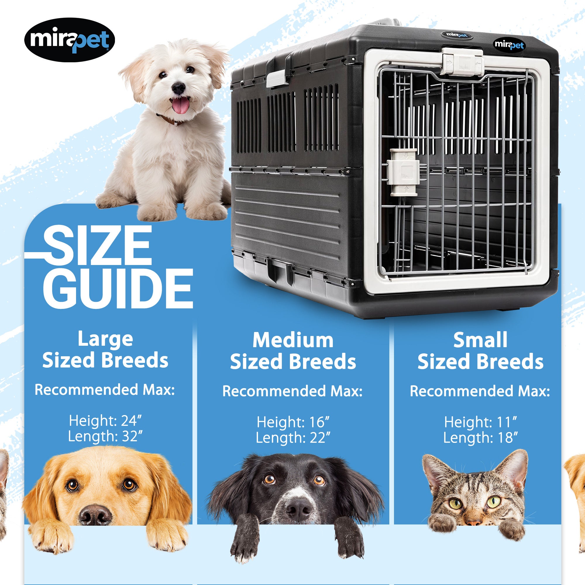 Mirapet Carrier, Collapsible Portable Kennel for Medium Cats or Dogs (Used) - VMInnovations