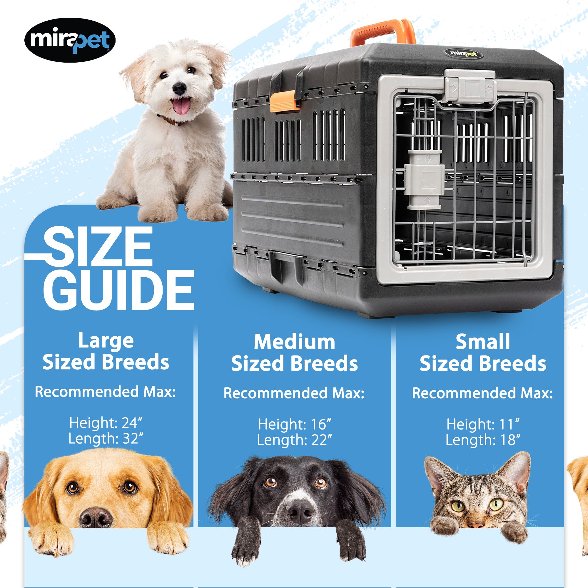 Mirapet Pet Carrier, Collapsible Portable Kennel for Small Cats & Dogs(Open Box)