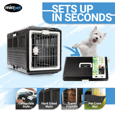 Mirapet Pet Carrier with Pad, Portable Travel Kit for Medium Cats or Dogs, 26" - VMInnovations