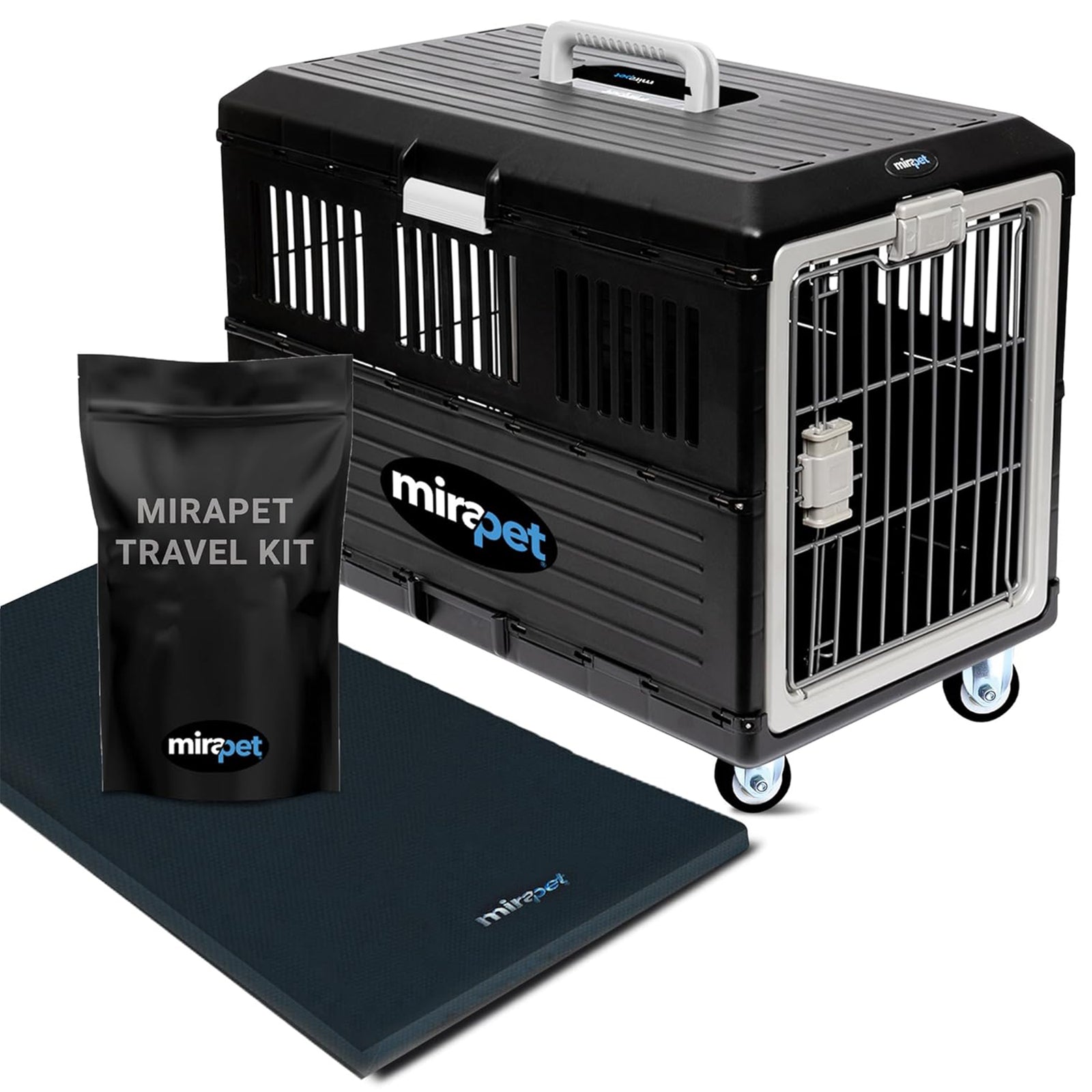 Mirapet Pet Carrier with Pad, Portable Travel Kit for Medium Cats or Dogs, 26" - VMInnovations