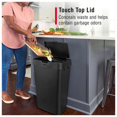 Rubbermaid Touch-Top Kitchen Trash Can Storage with Lid, 12.2 Gal, Black, 2 Pack - VMInnovations