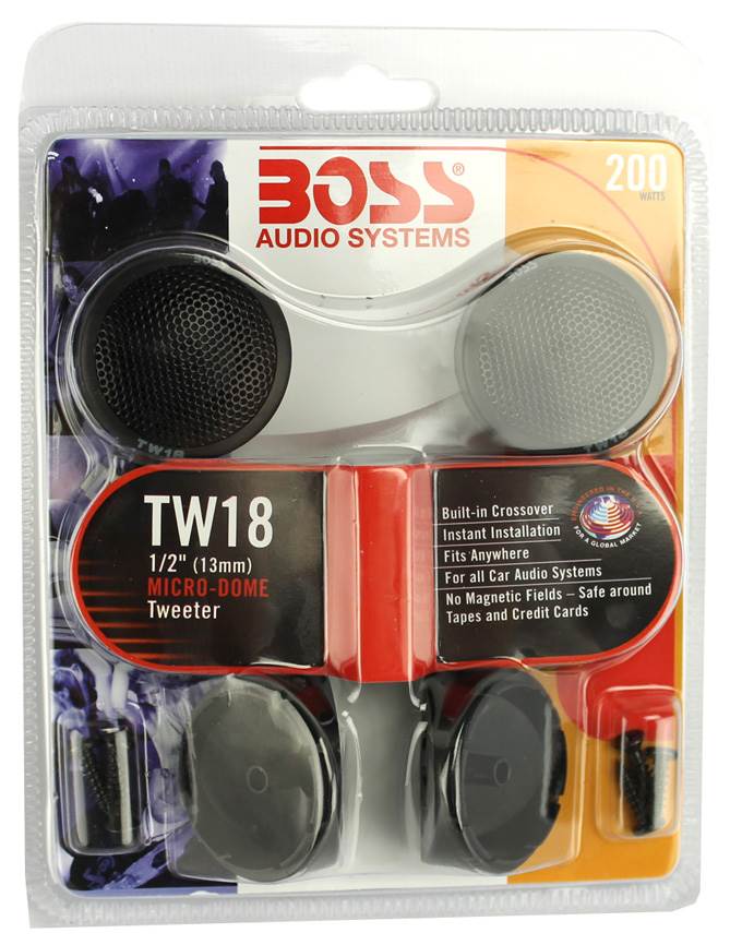 2) BOSS TW18 .5" 200W Micro Dome Car Audio Tweeters Swivel/Surf/Angle Mount