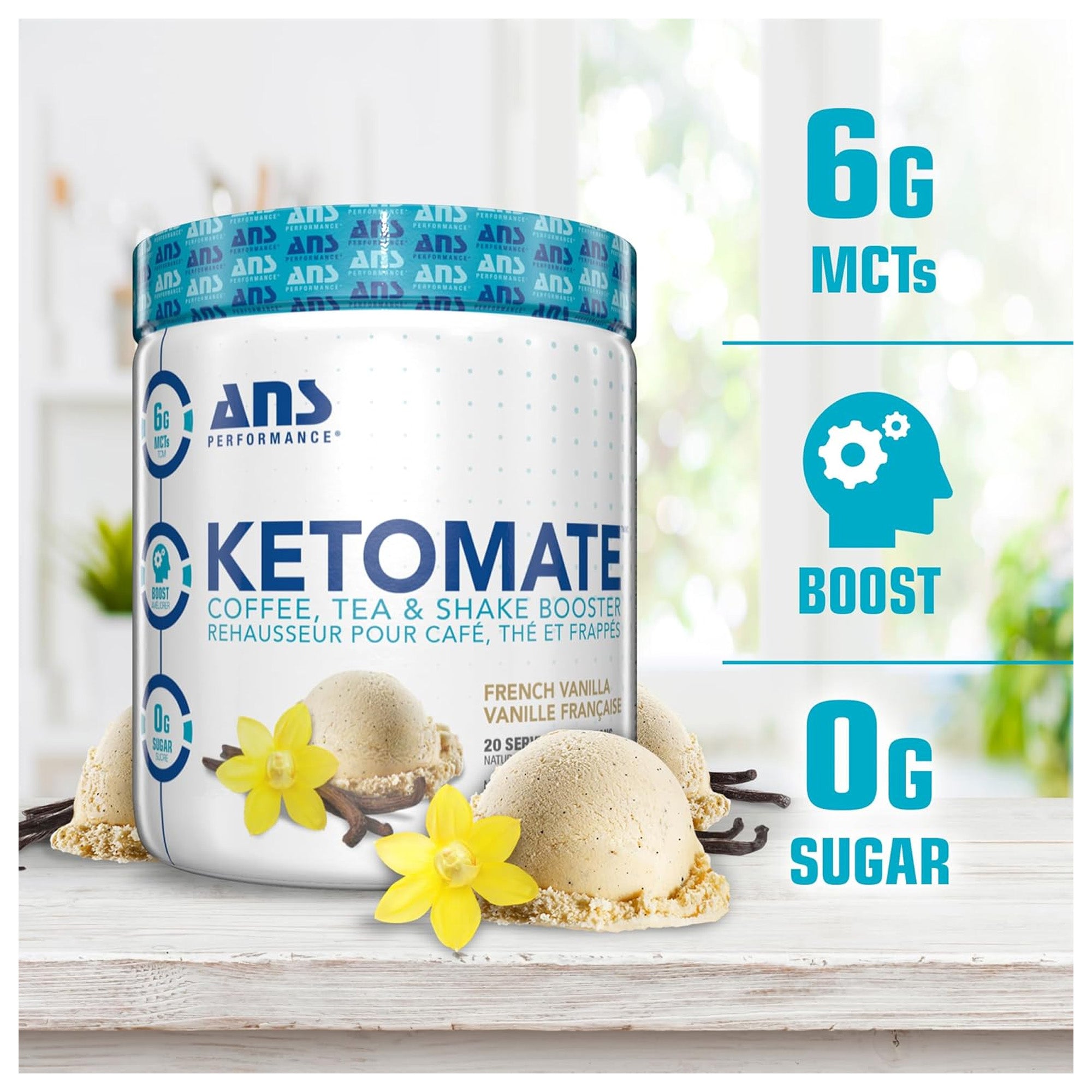 ANS Performance Ketomate Coffee Creamer with MCT Oil Powder, French Vanilla