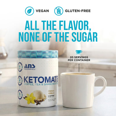 ANS Performance Ketomate Coffee Creamer with MCT Oil Powder, French Vanilla