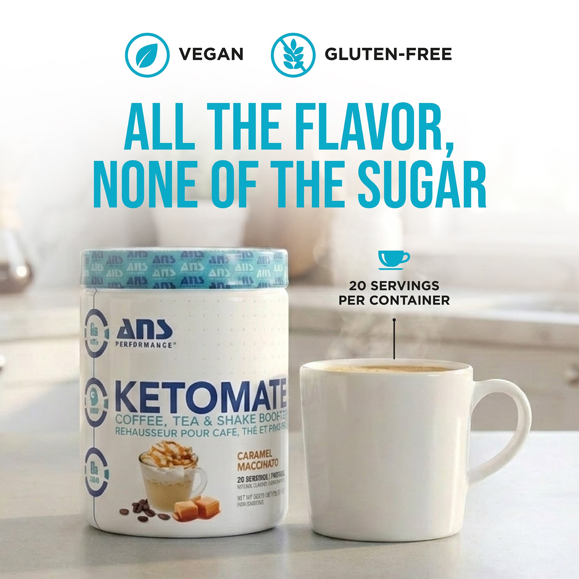 ANS Performance Ketomate Coffee Creamer with MCT Oil Powder, Carmel Macchiato
