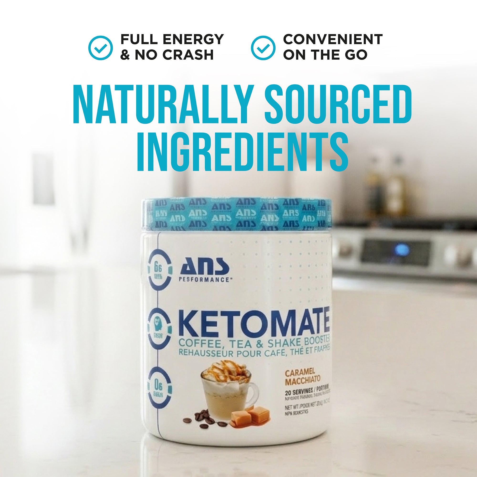 ANS Performance Ketomate Coffee Creamer with MCT Oil Powder, Carmel Macchiato