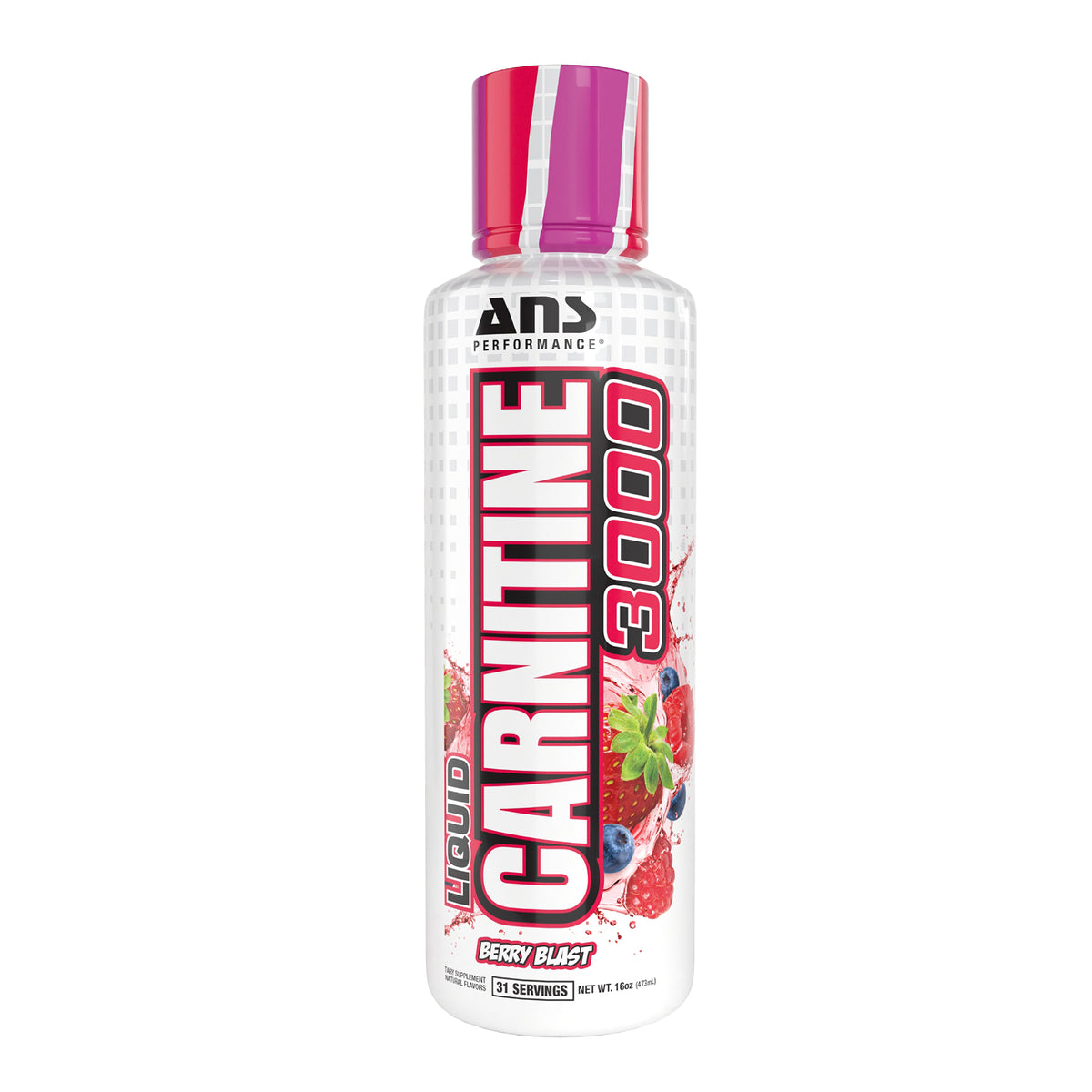 ANS Performance Carnitine 3000 for Muscle Recovery Support, 16 Oz, Berry Blast