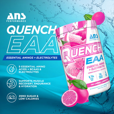 ANS Performance Quench EAA Hydration Drink Mix with Electrolytes, Pink Lemonade