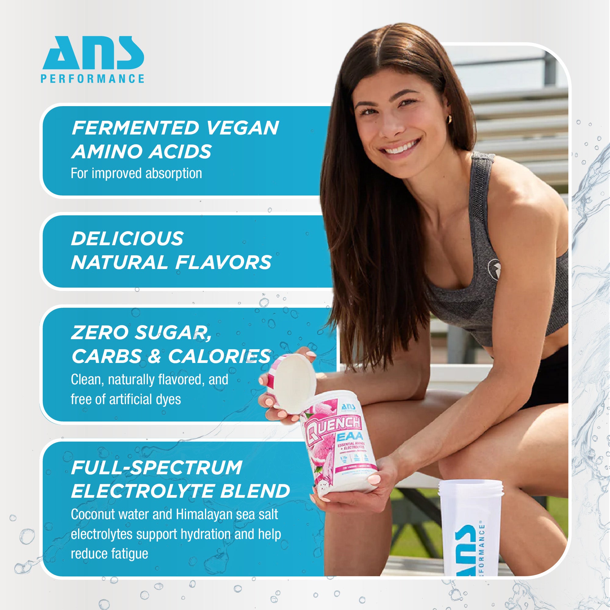 ANS Performance Quench EAA Hydration Drink Mix with Electrolytes, Pink Lemonade