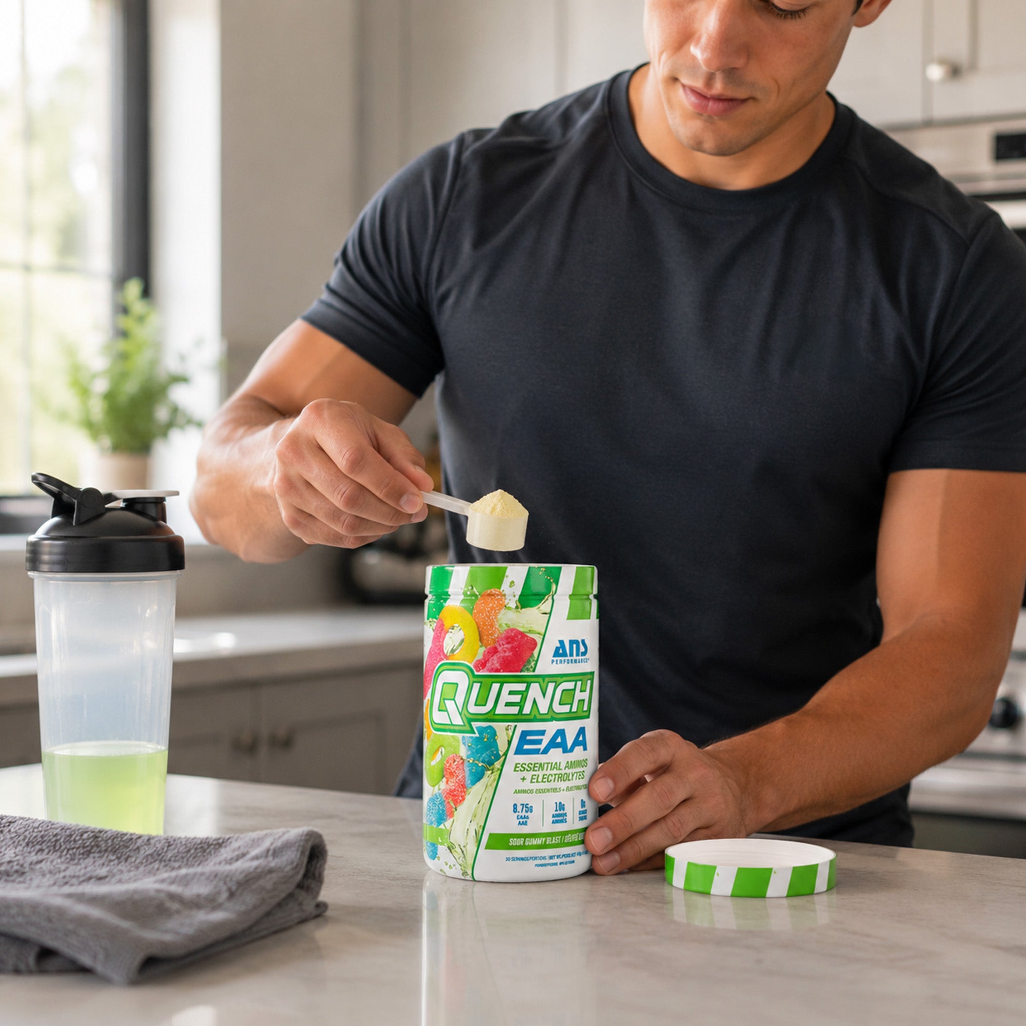 ANS Performance Quench EAA Hydration Drink Mix with Electrolytes, Sour Gummy