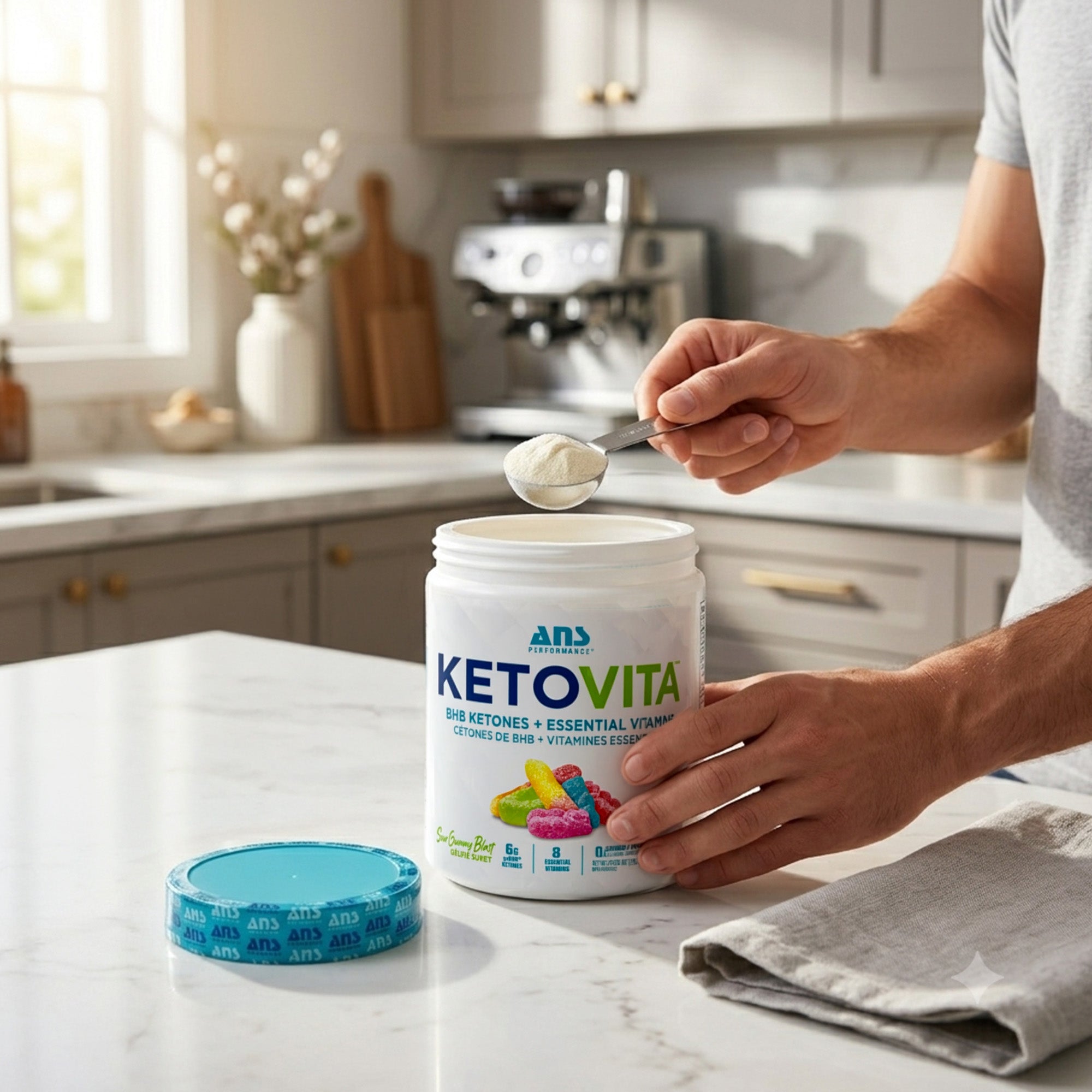 ANS Performance Ketovita Supplement Drink Powder with 30 Servings, Sour Gummy