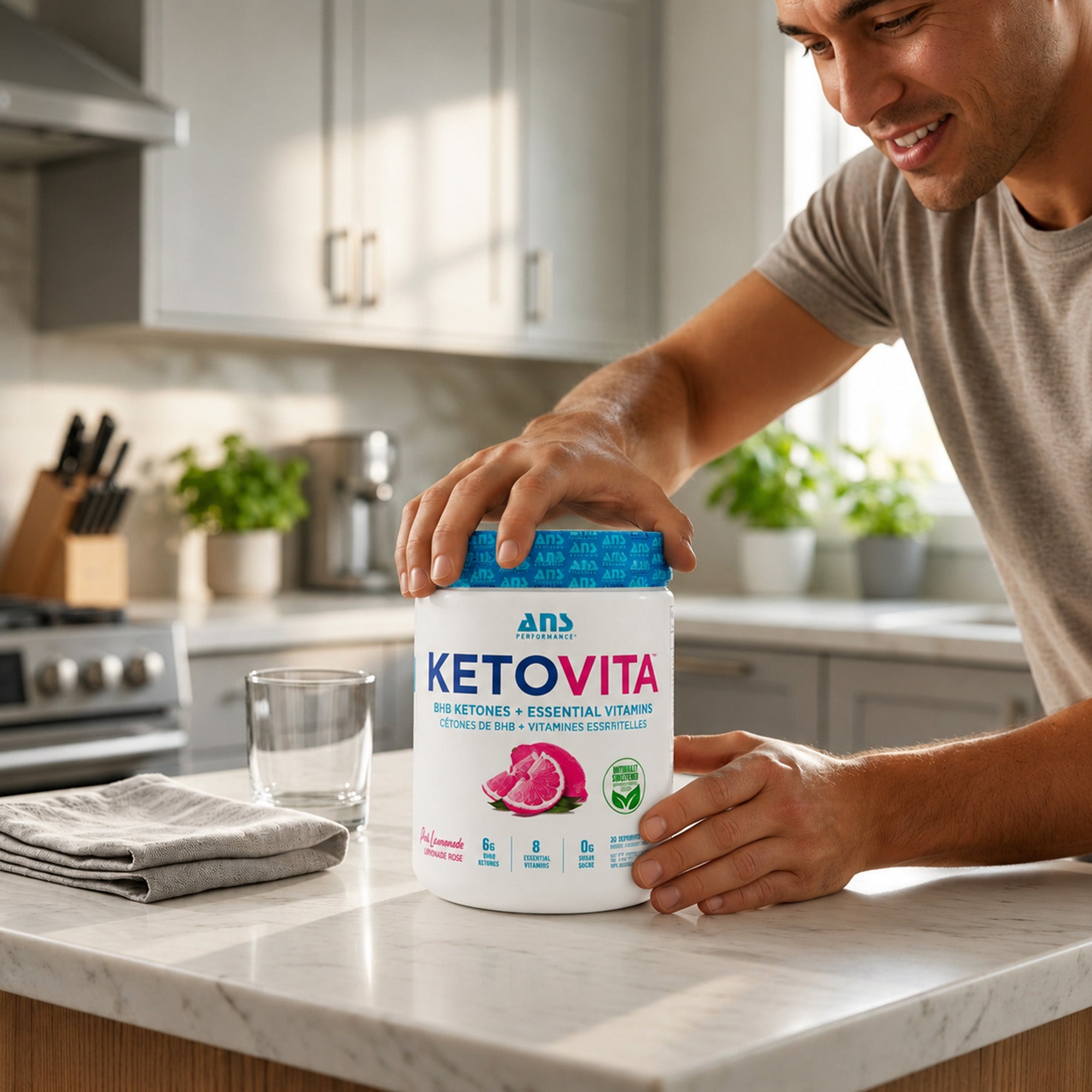 ANS Performance Ketovita Supplement Drink Powder, 30 Servings, Pink Lemonade