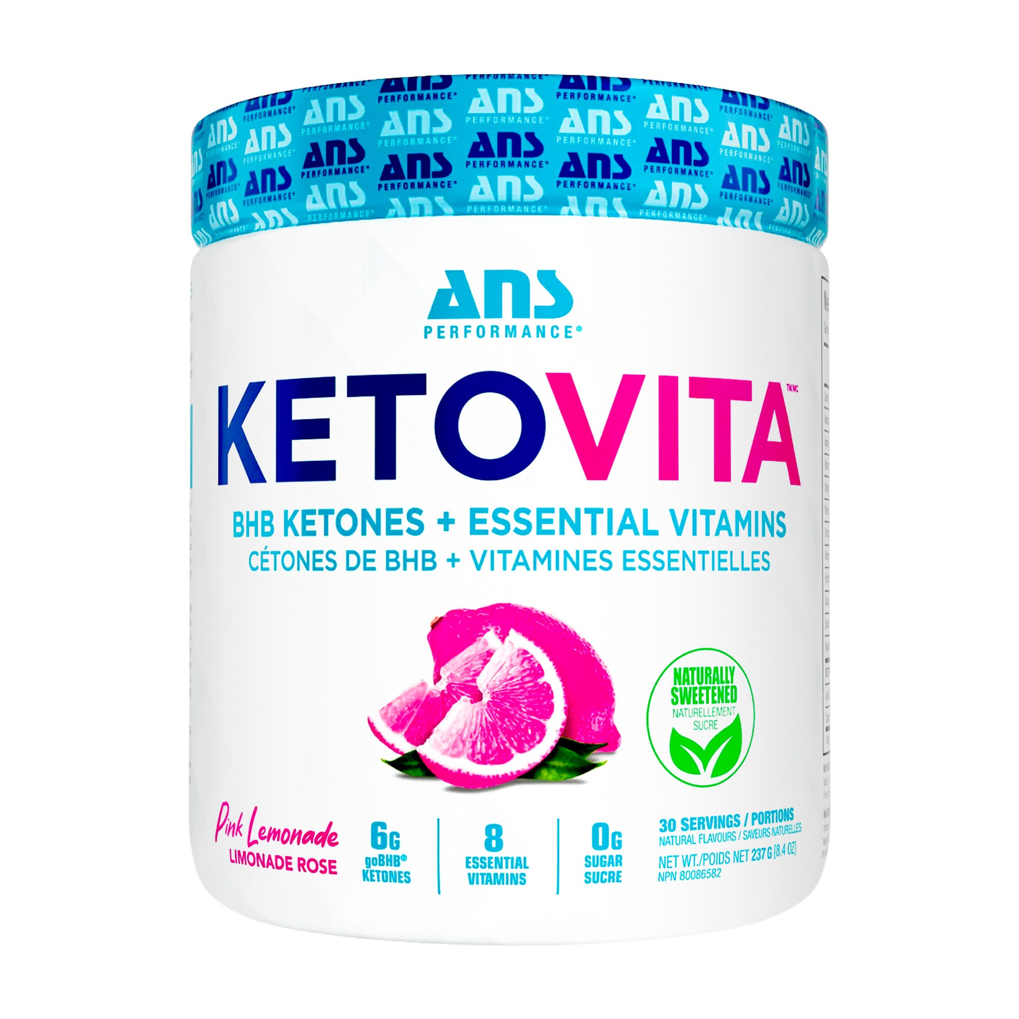 ANS Performance Ketovita Supplement Drink Powder, 30 Servings, Pink Lemonade