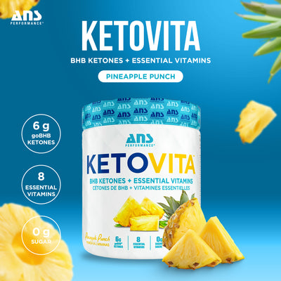 ANS Performance Ketovita Supplement Drink Powder, 30 Servings, Pineapple Punch