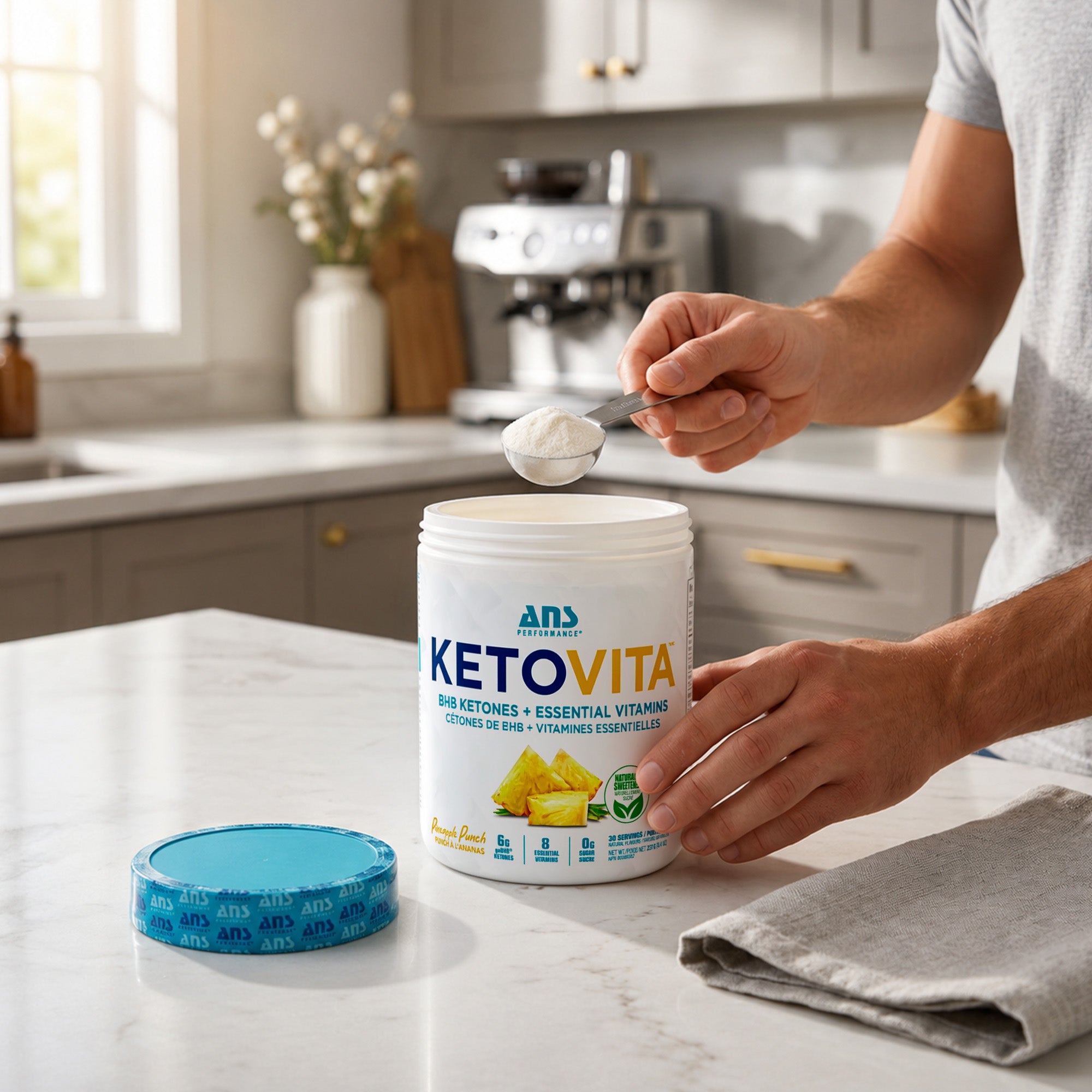 ANS Performance Ketovita Supplement Drink Powder, 30 Servings, Pineapple Punch