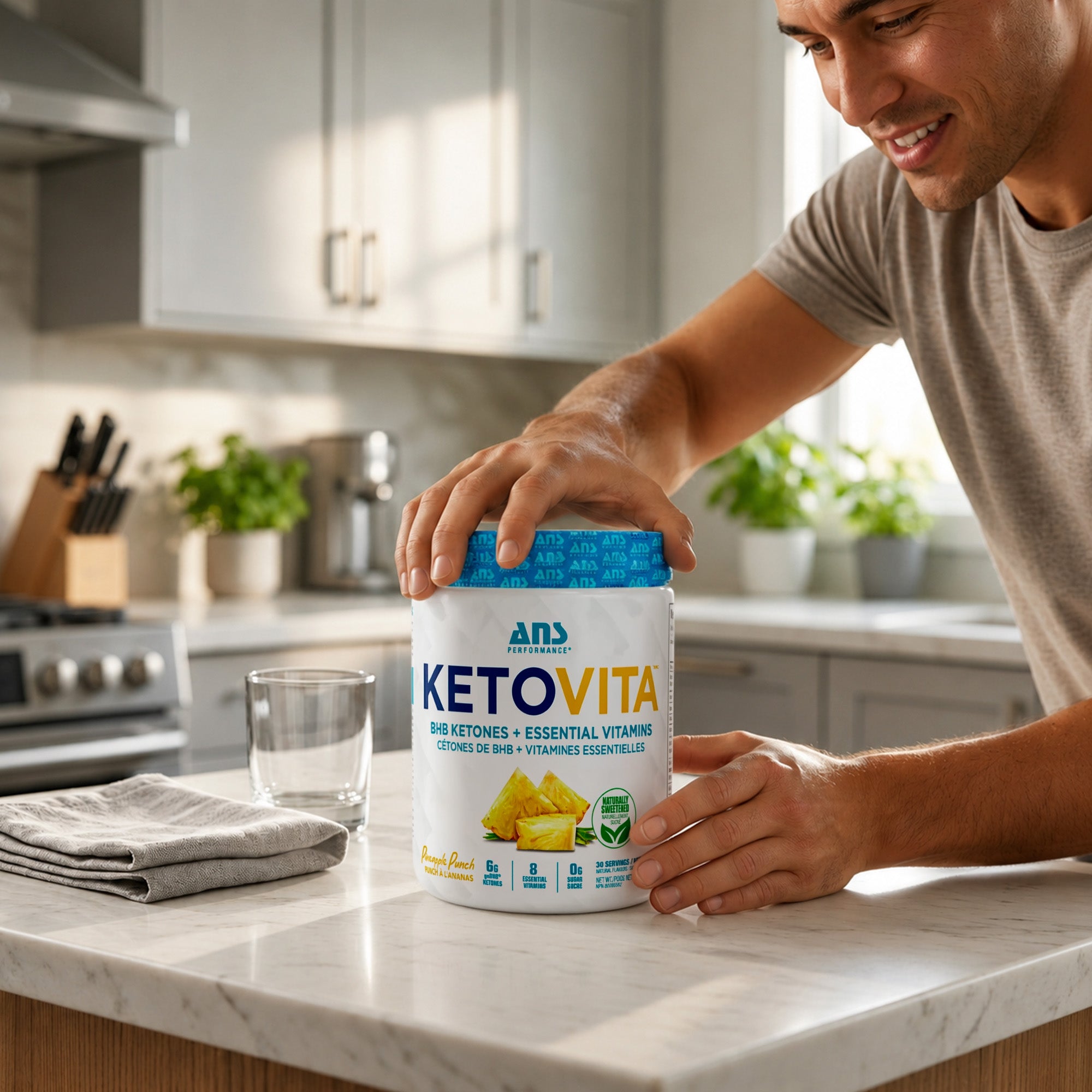 ANS Performance Ketovita Supplement Drink Powder, 30 Servings, Pineapple Punch
