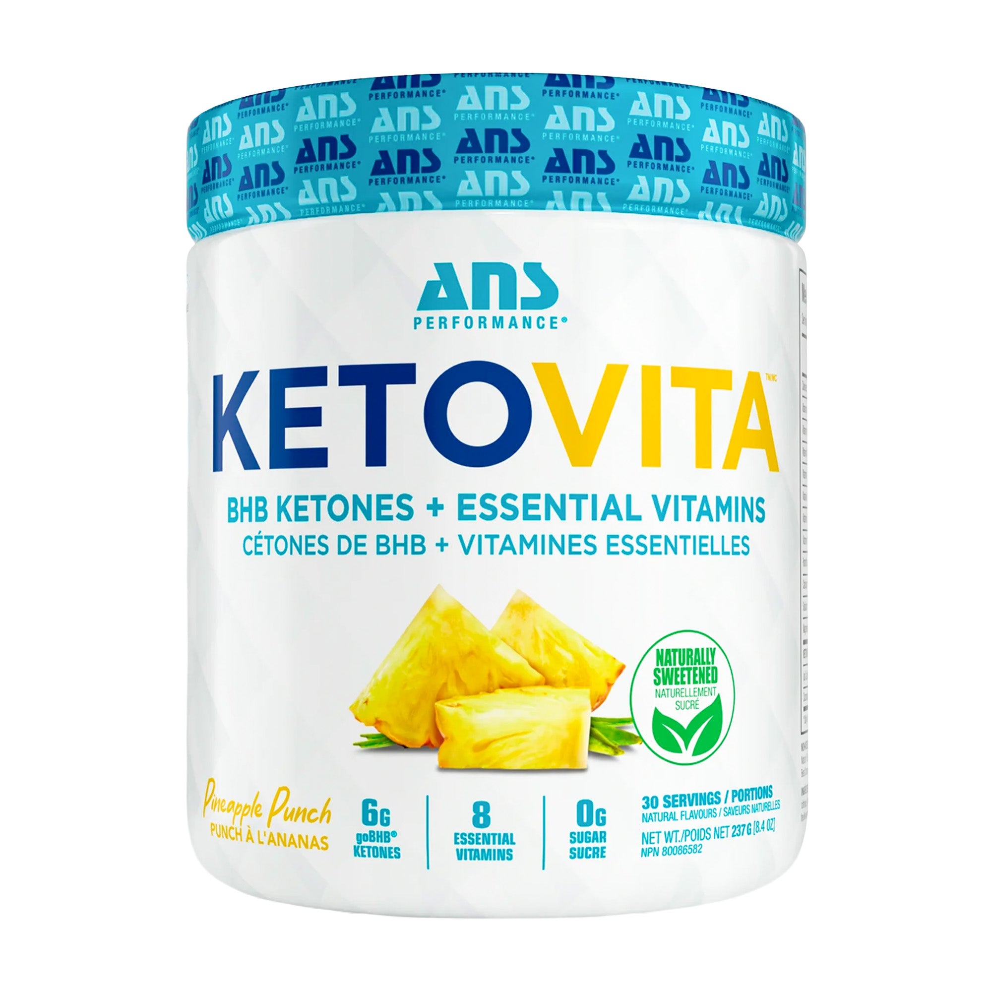 ANS Performance Ketovita Supplement Drink Powder, 30 Servings, Pineapple Punch