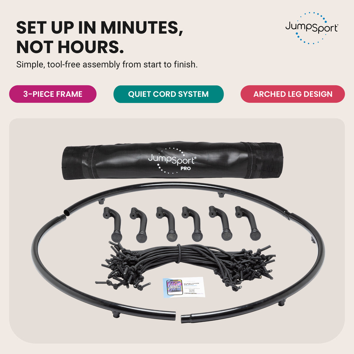 JumpSport 230 Workout Rebounder for Adults, 39" Mini Fitness Trampoline, Black - VMInnovations