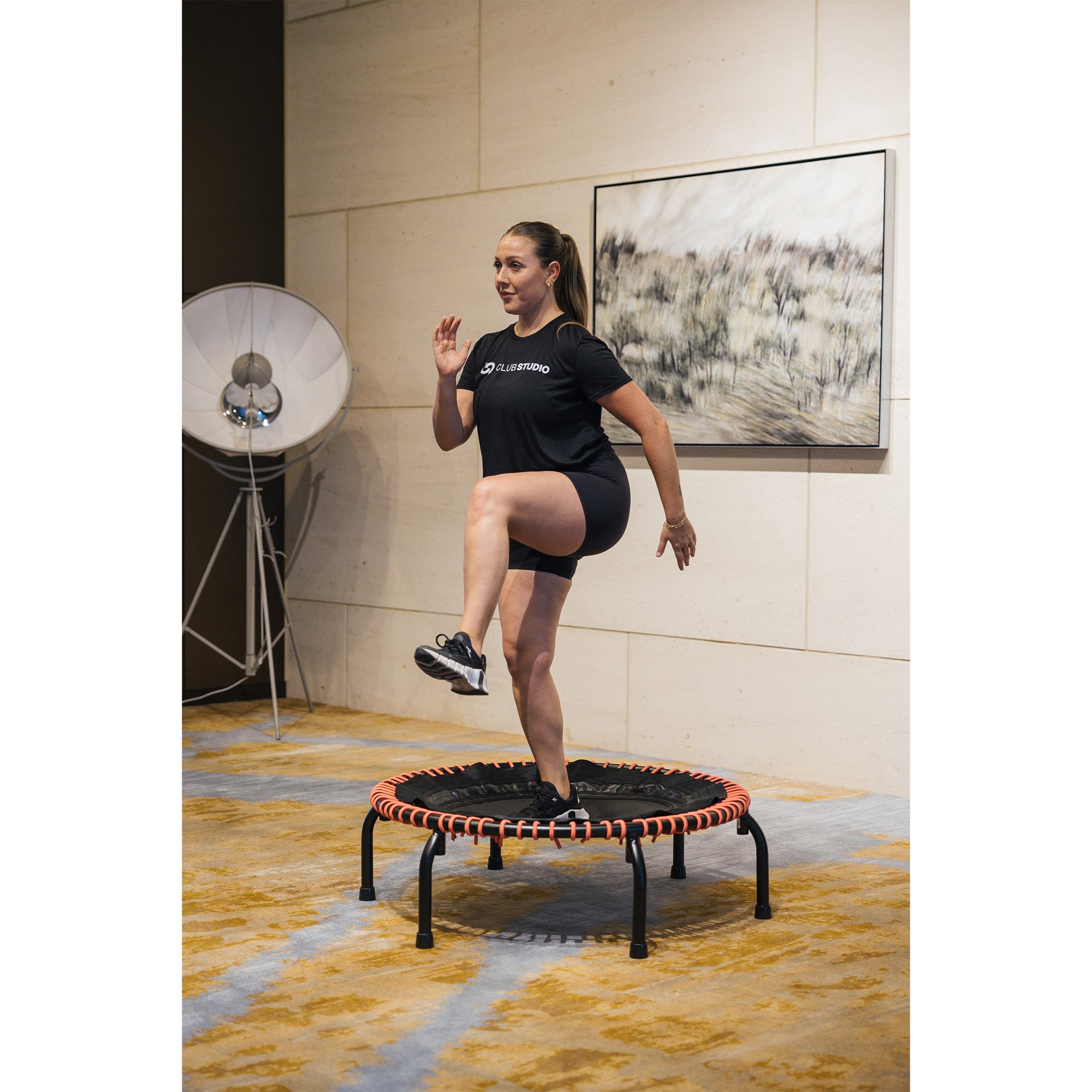 JumpSport 220 Workout Rebounder for Adults, 39" Mini Fitness Trampoline, Black