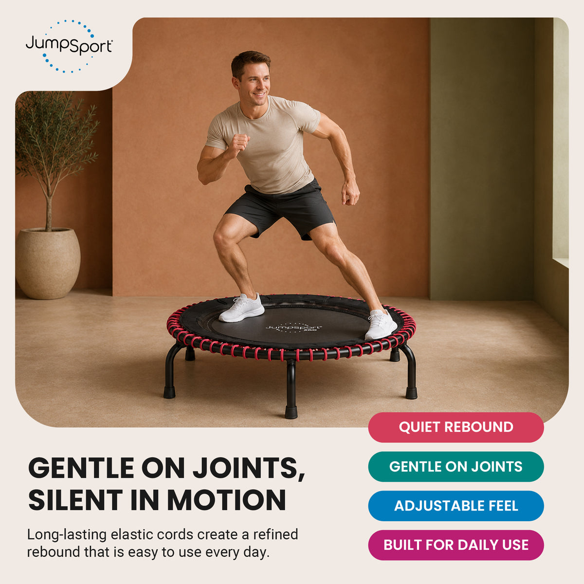 JumpSport 250 Workout Rebounder for Adults, 39"Mini Fitness Trampoline(Open Box)
