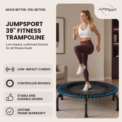 JumpSport 250 Workout Rebounder for Adults, Mini Fitness Trampoline, (Open Box) - VMInnovations