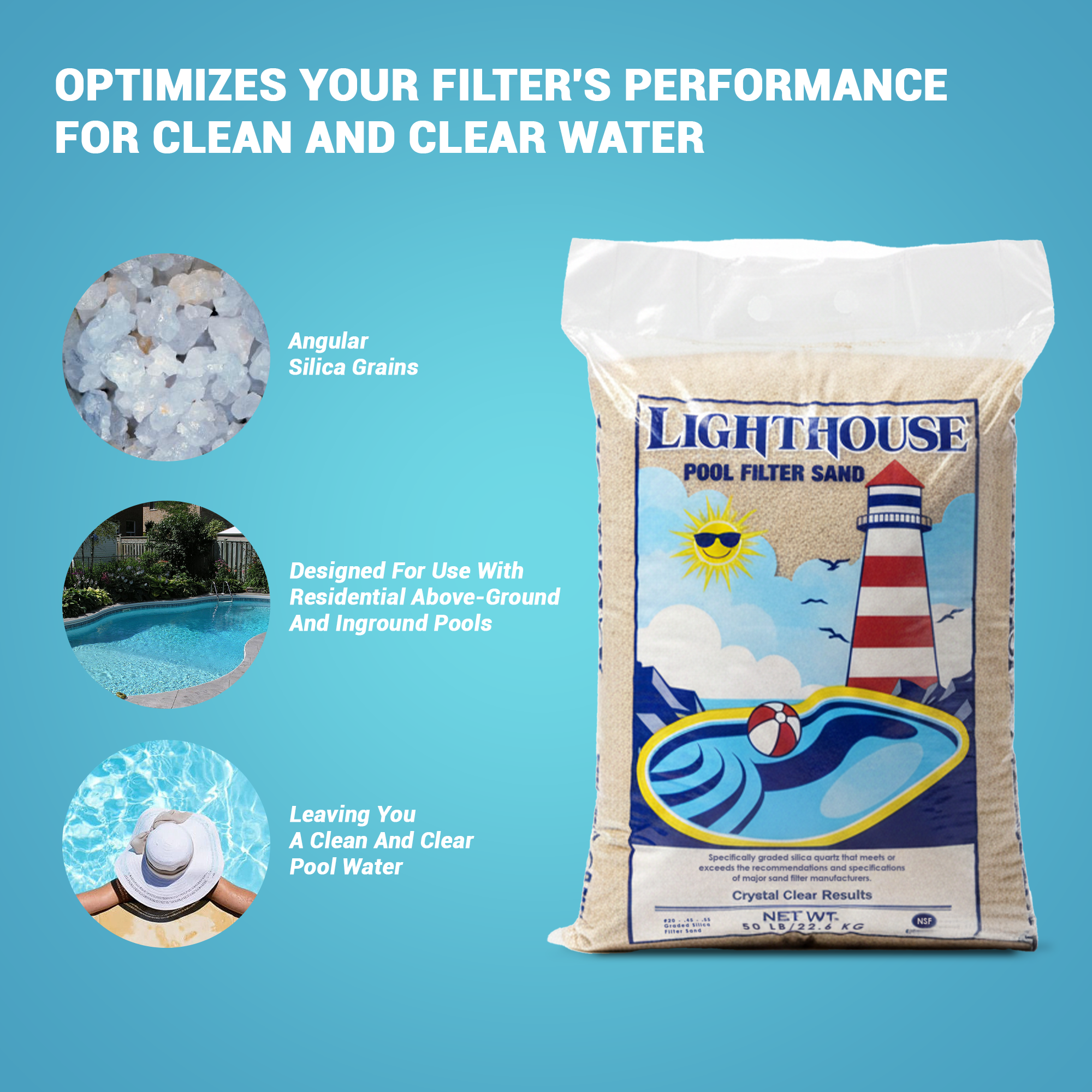 U.S. Silica 50 Pound Pool Filter Sand, Crystalline Silica for Pool Filtration - VMInnovations