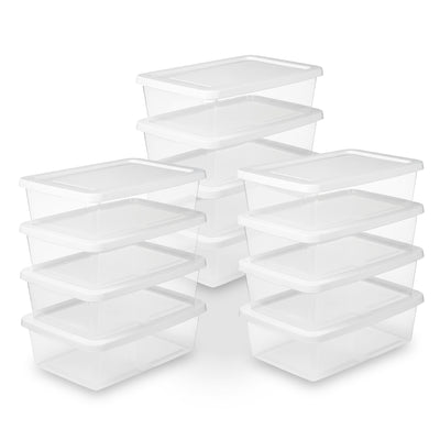 Sterilite 12Qt Storage Box, Stackable Plastic Container, Home Organizer, 12 Pack - VMInnovations