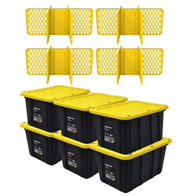Ramtuff 6 Pack Stackable Storage Container and ORGANIZE-IT! 4 Pack Tote Dividers - VMInnovations