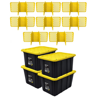 Ramtuff 4 Pack Stackable Storage Container and ORGANIZE-IT! 8 Pack Tote Dividers